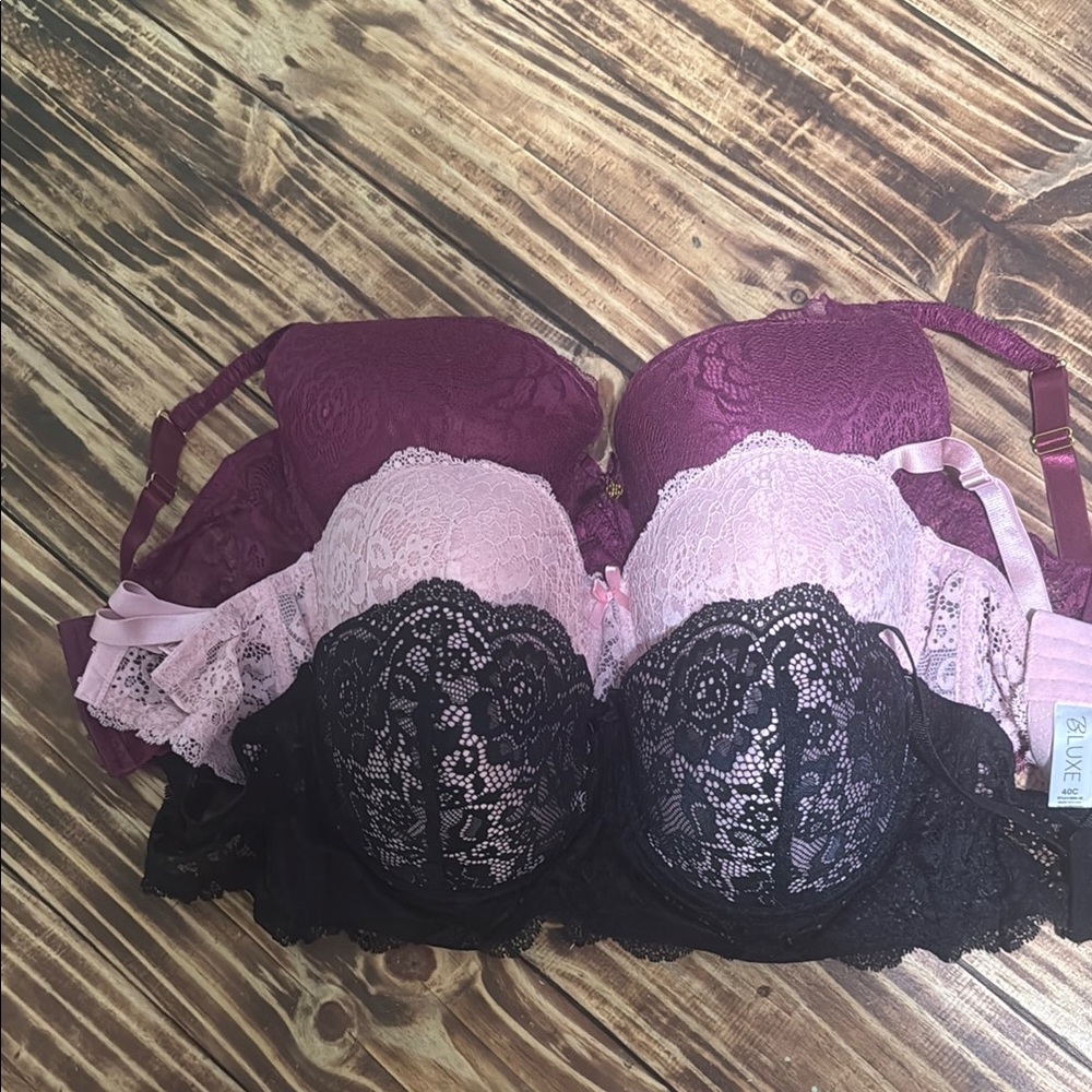 XOXO Black and Pink Lace Bra with Structured Cups